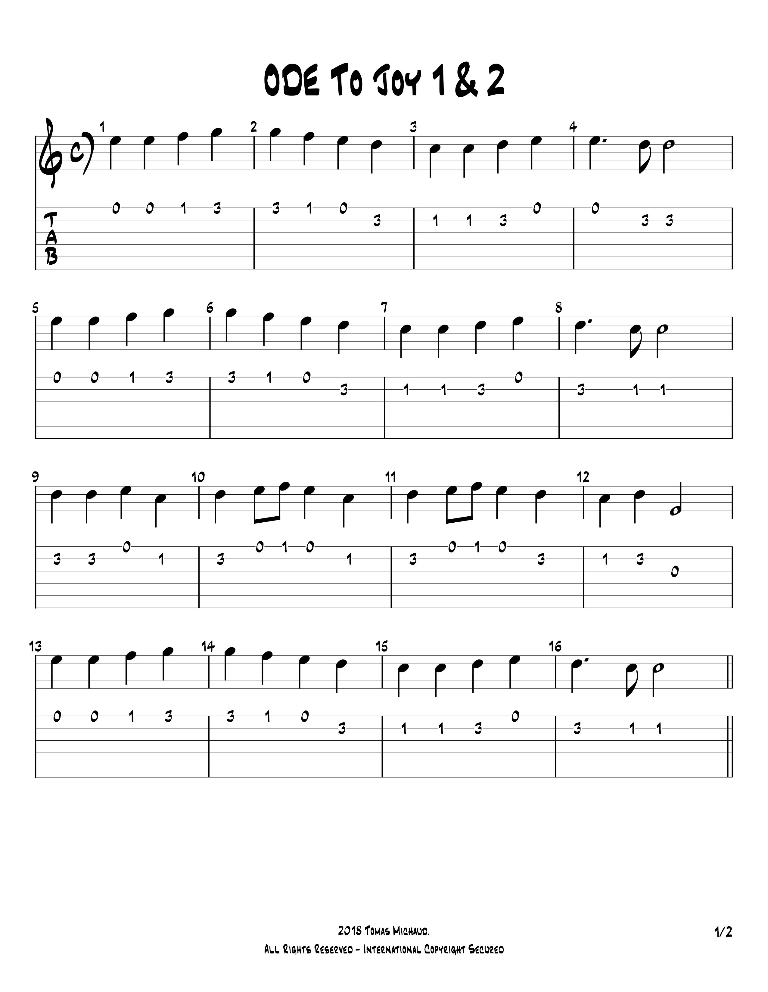 Ode To Joy Complete Tablature1